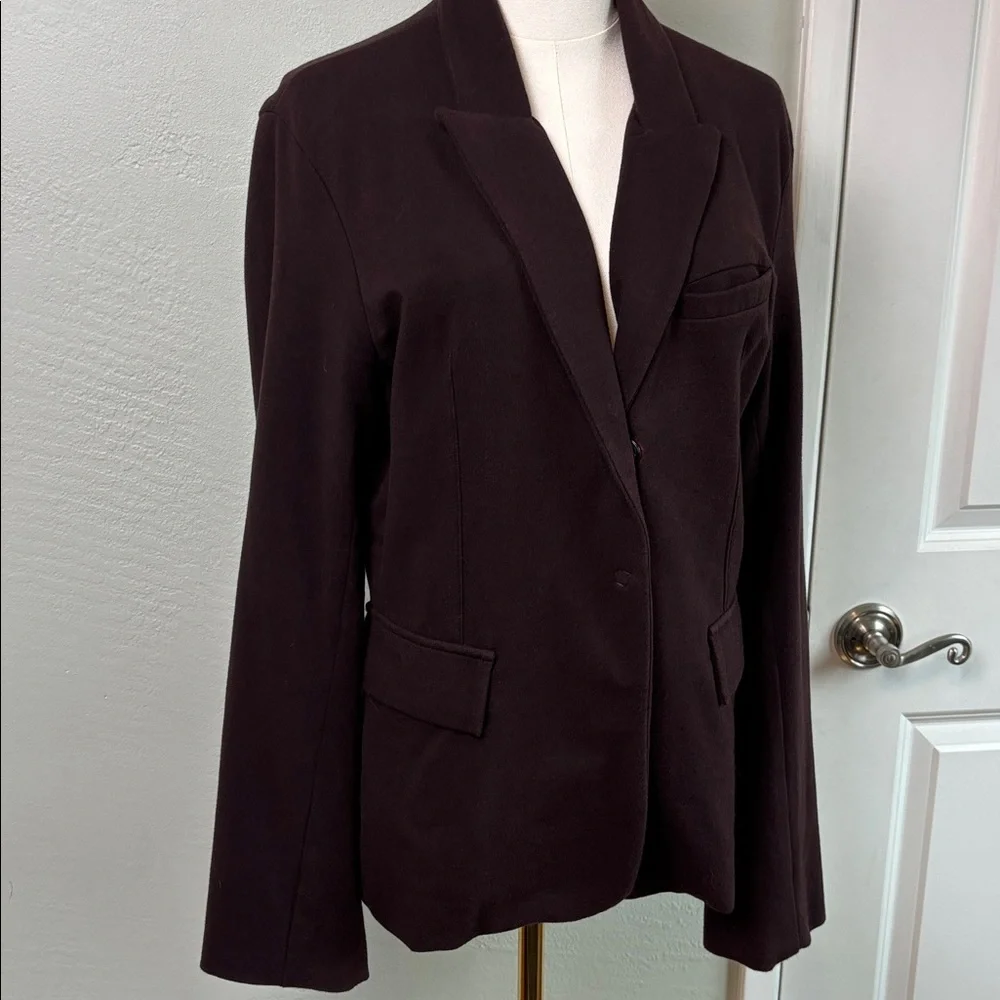 Jarbo Blazer Burgundy Womens Size 40/L Single Button Cotton Lycra Stretch Jacket